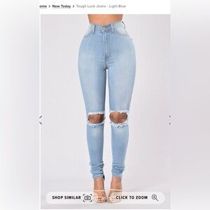 Fashion Nova Light Blue Ripped Skinny Jeans